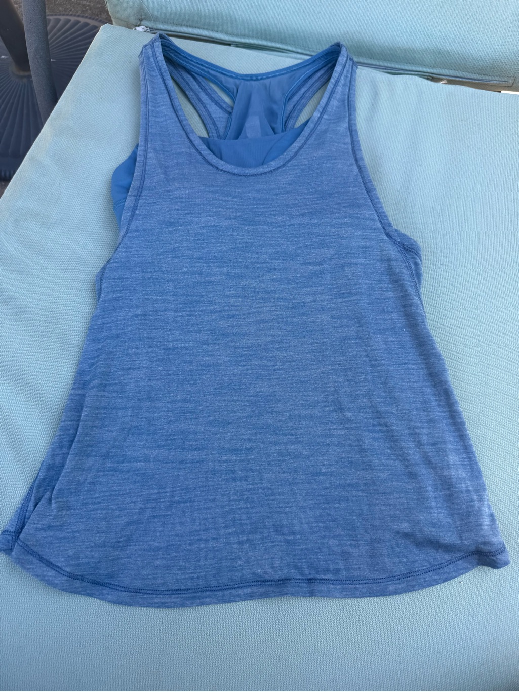 Lululemon Essential Tank With Built In Sports Bra In Heathered Jet Stream Size 2